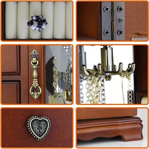 ROUND RICH DESIGN Solid Wooden Jewelry Box Makeup and Organizer - Picture 3 of 7